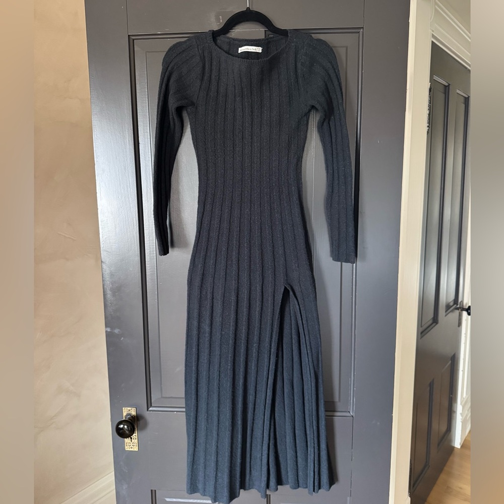 Black Ribbed Knit Dress